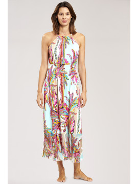 Louis Feraud Ethno Feather Dress